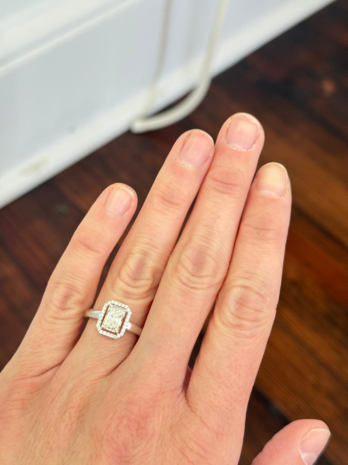 White Gold Radiant & Round Lab Diamond Ring