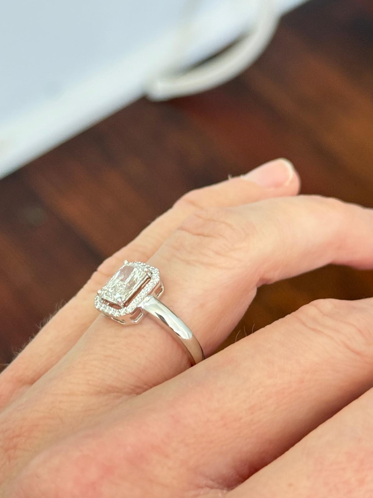 White Gold Radiant & Round Lab Diamond Ring