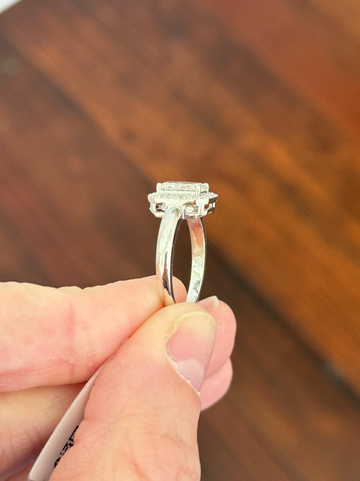 White Gold Radiant & Round Lab Diamond Ring