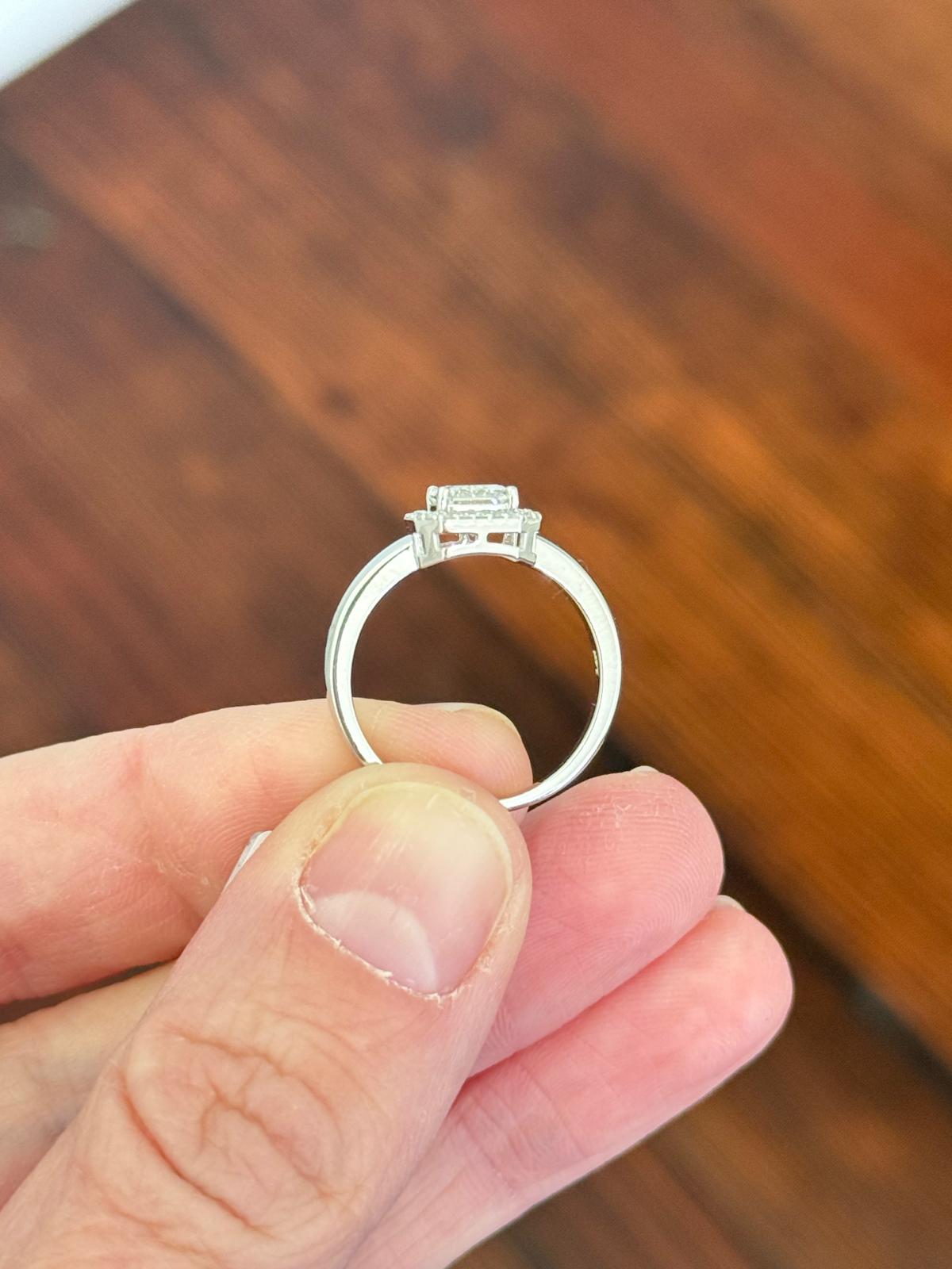 White Gold Radiant & Round Lab Diamond Ring