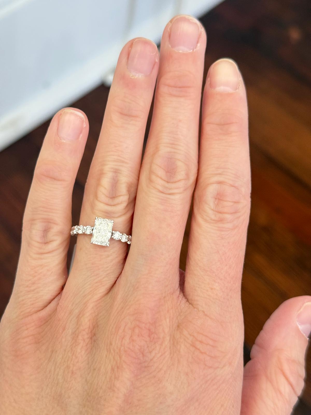 White Gold Radiant & Round Lab Diamond Ring