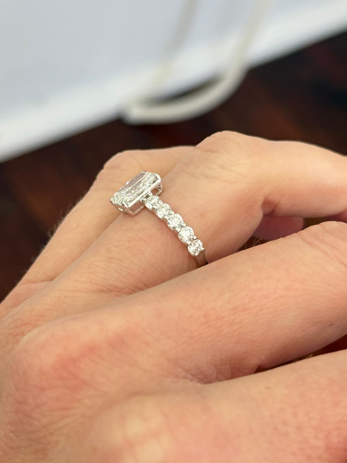White Gold Radiant & Round Lab Diamond Ring