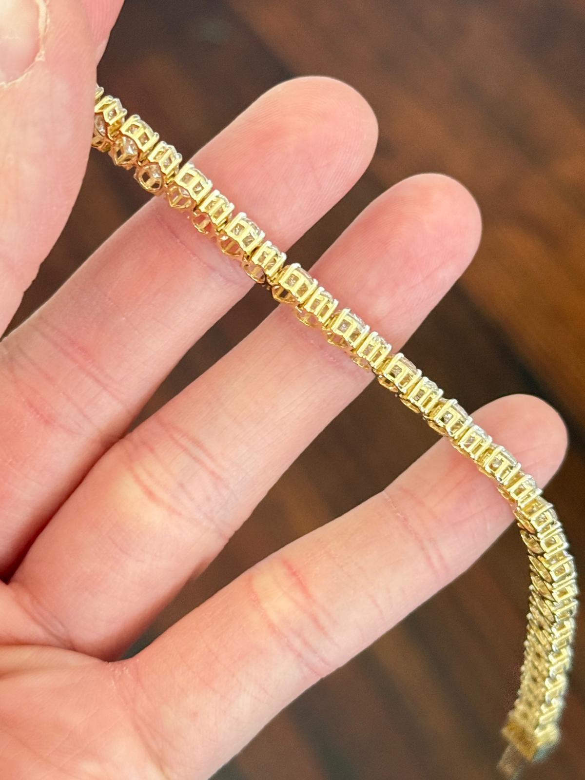 Yellow Gold 15.45ct Pear Shape Lab Diamond 7" Bracelet