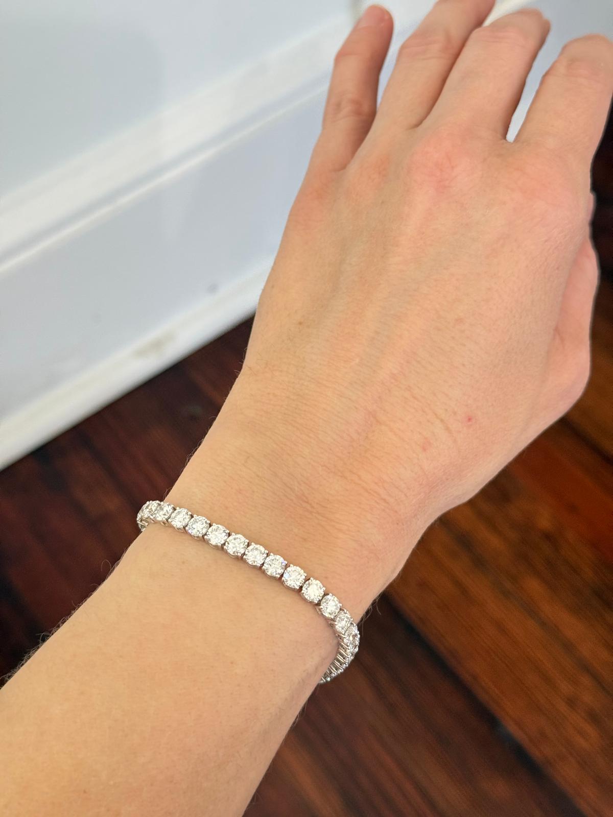 White Gold 15.26ct Lab Diamond 7" Tennis Bracelet