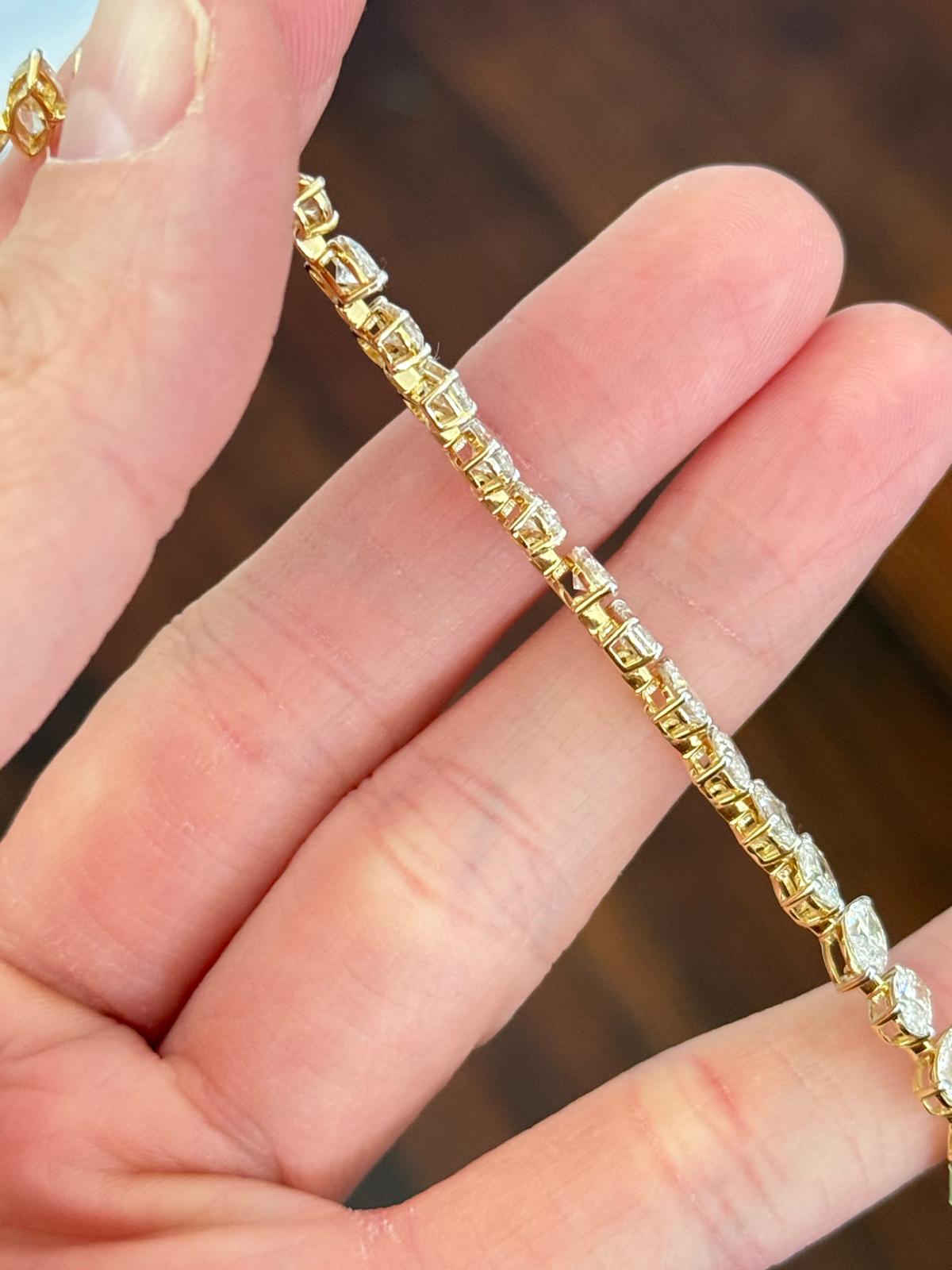 Yellow Gold 9.4ct Multi Shape Lab Diamond 7" Bracelet