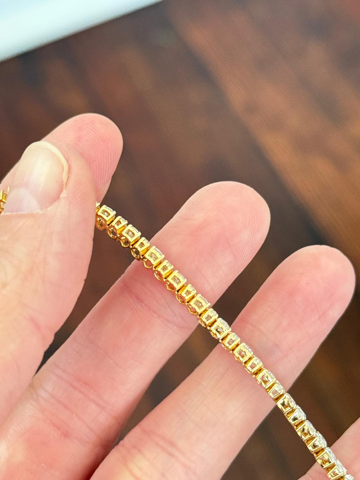 Yellow Gold 7.15ct Pear Shape Lab Diamond 7" Bracelet