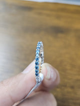 White Gold Blue & White Round Lab Diamond Ring
