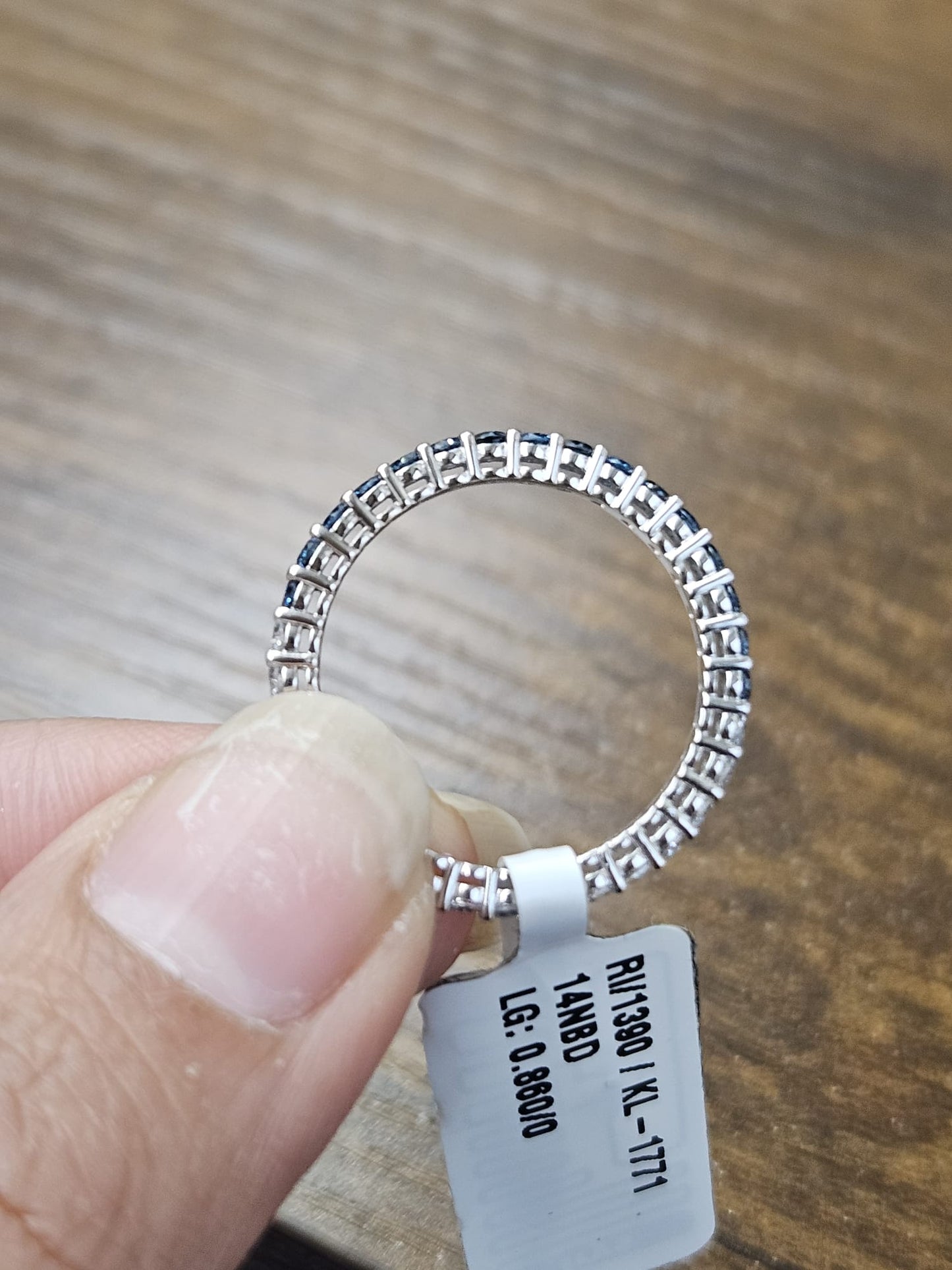 White Gold Blue & White Round Lab Diamond Ring