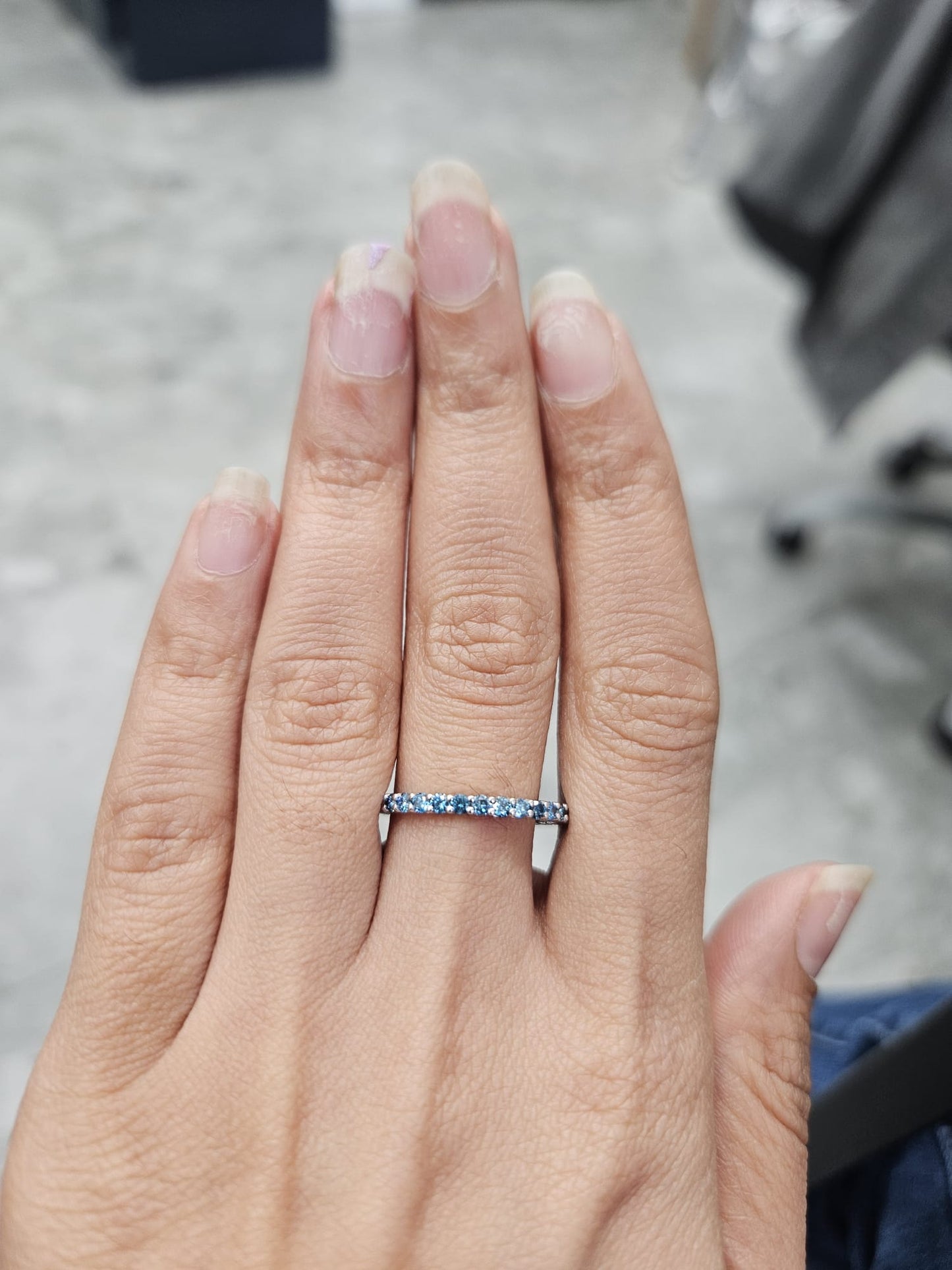 White Gold Blue & White Round Lab Diamond Ring
