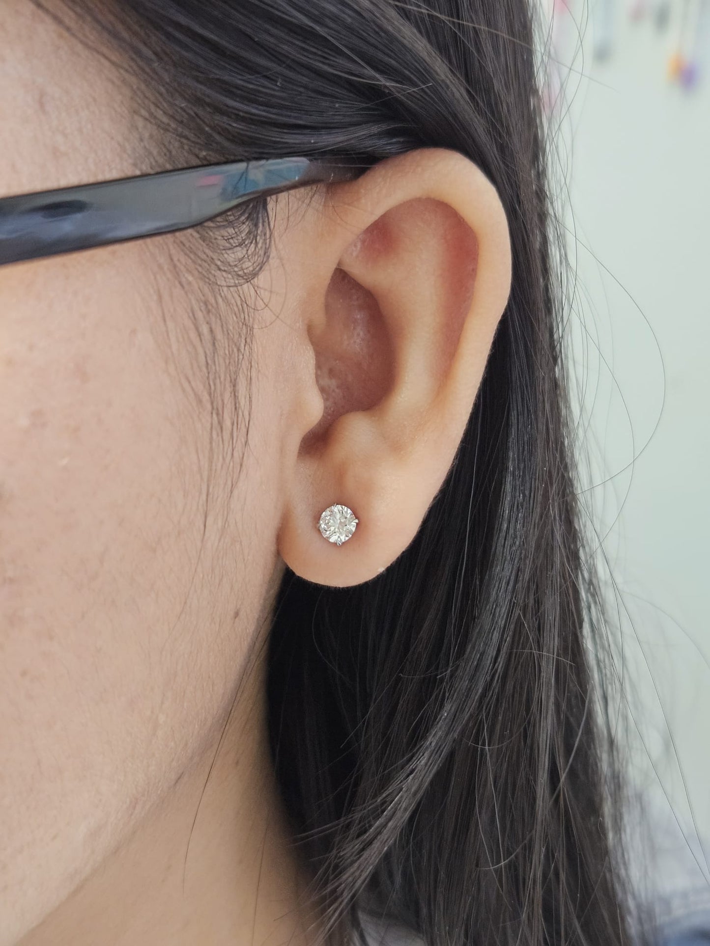 4 Prong Martini White Gold Round Lab Diamond Studs