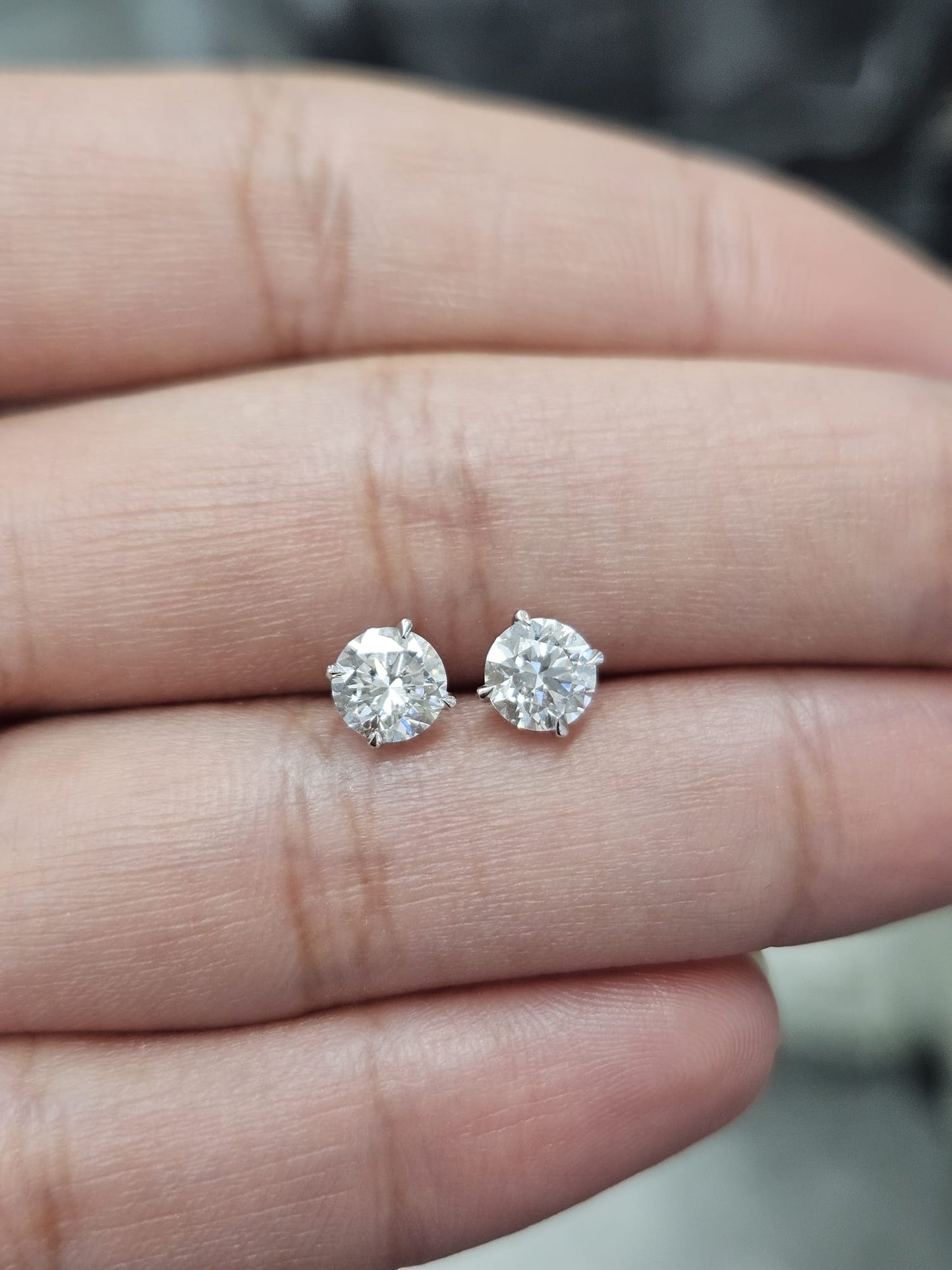 4 Prong Martini White Gold Round Lab Diamond Studs