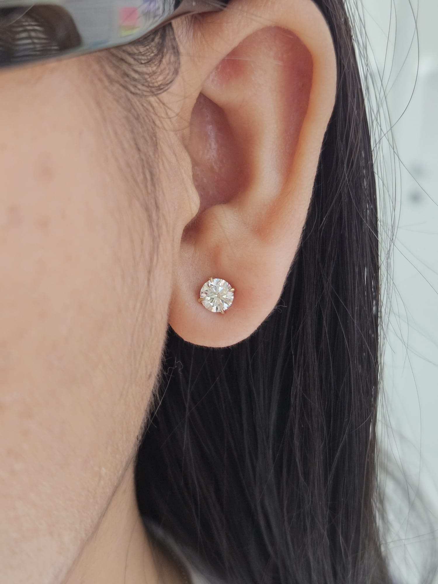 IGI 4 Prong Martini Yellow Gold Round Lab Diamond Studs