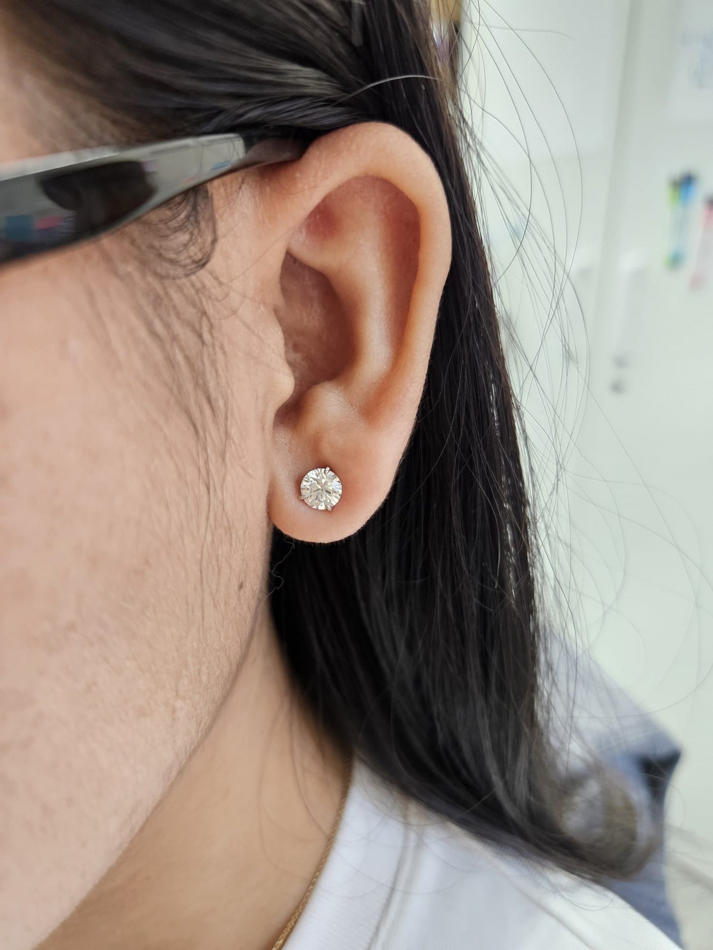 IGI 3 Prong Martini White Gold Round Lab Diamond Studs