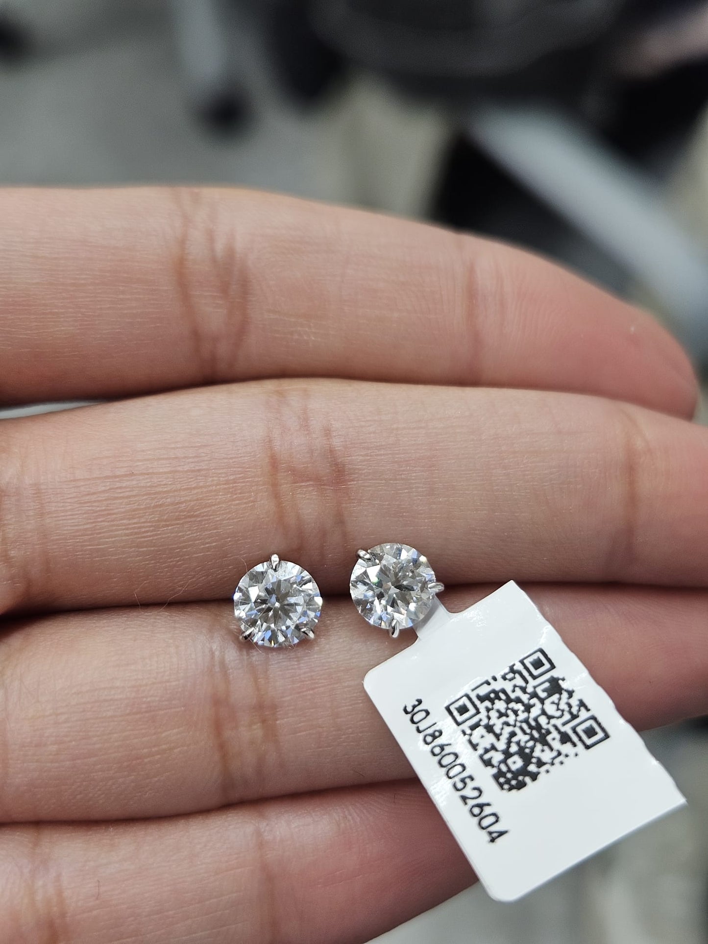 IGI 3 Prong Martini White Gold Round Lab Diamond Studs