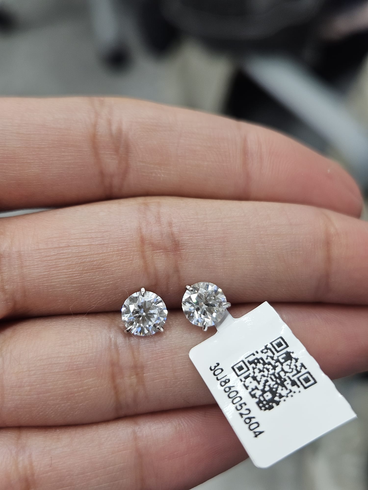 IGI 3 Prong Martini White Gold Round Lab Diamond Studs