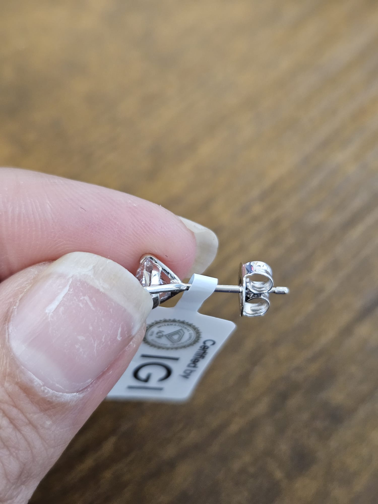3 Prong Martini White Gold Round Lab Diamond Studs