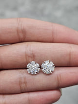 White Gold Flower Lab Diamond Studs