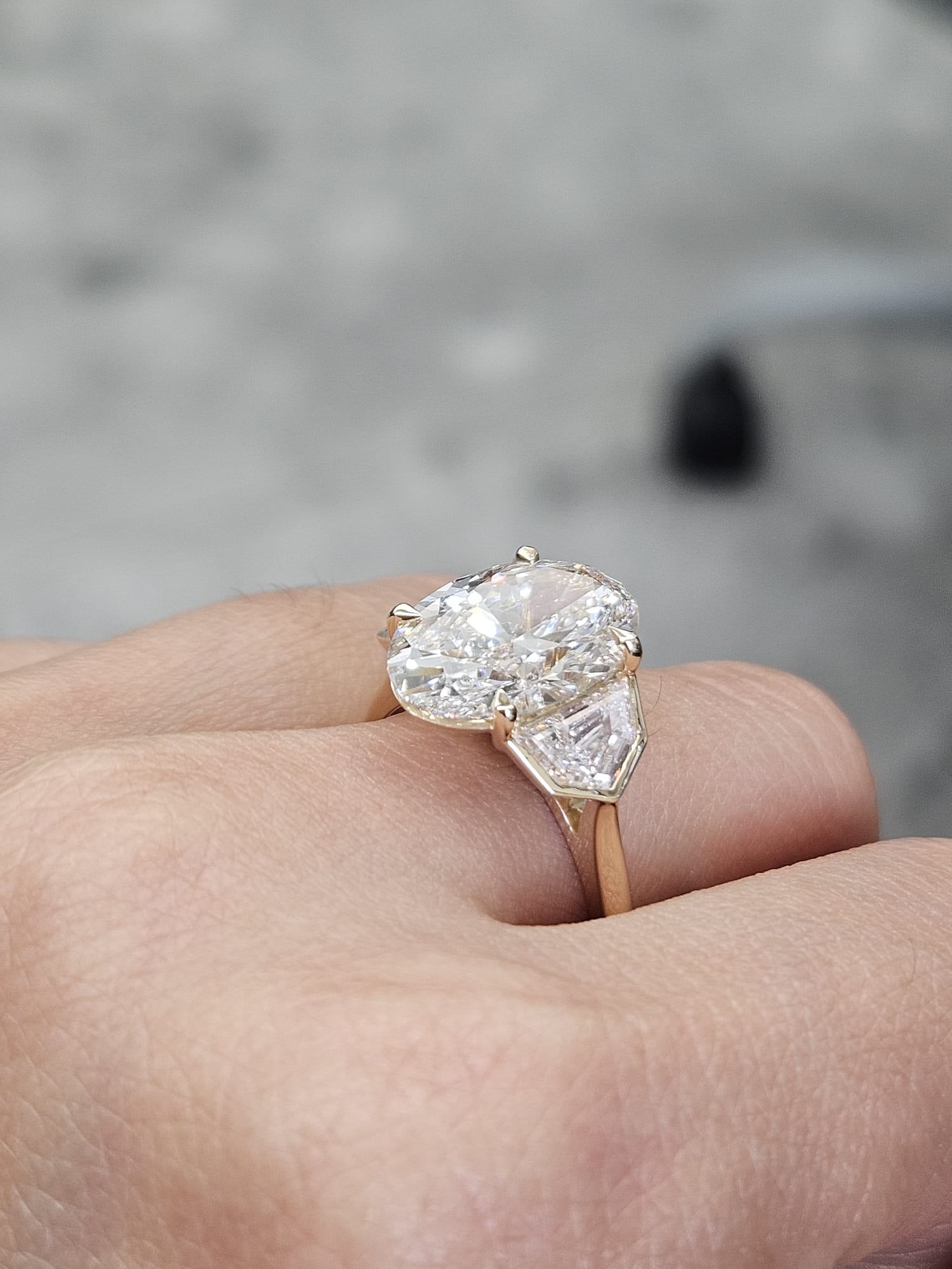 Yellow Gold Prong & Bezel Set 3 Stone Lab Diamond Ring