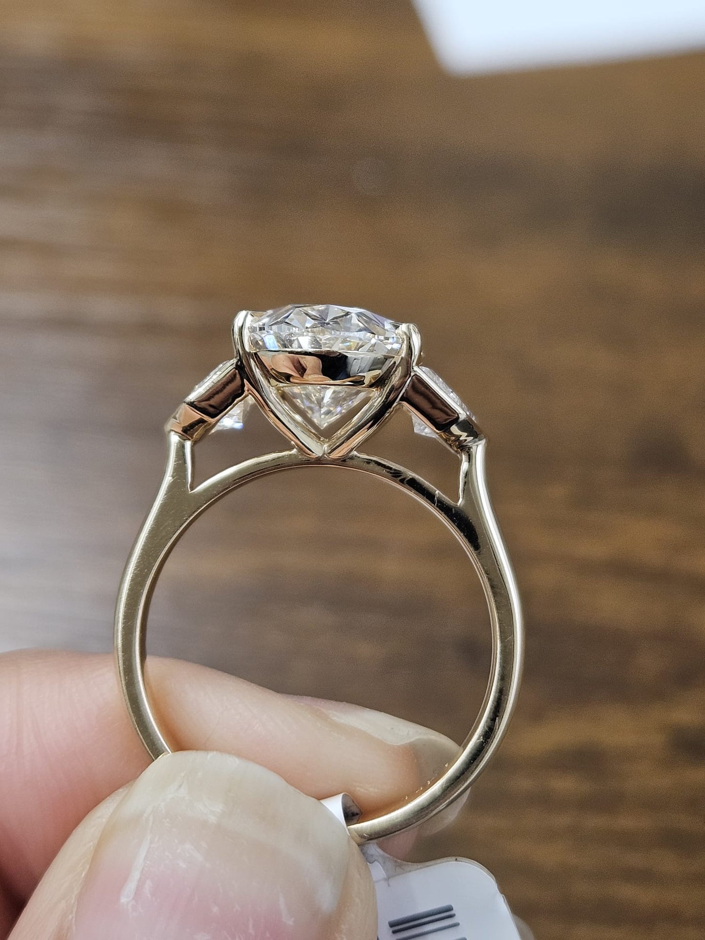 Yellow Gold Prong & Bezel Set 3 Stone Lab Diamond Ring