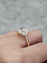 Yellow Gold Bezel Set 3 Stone Lab Diamond Ring