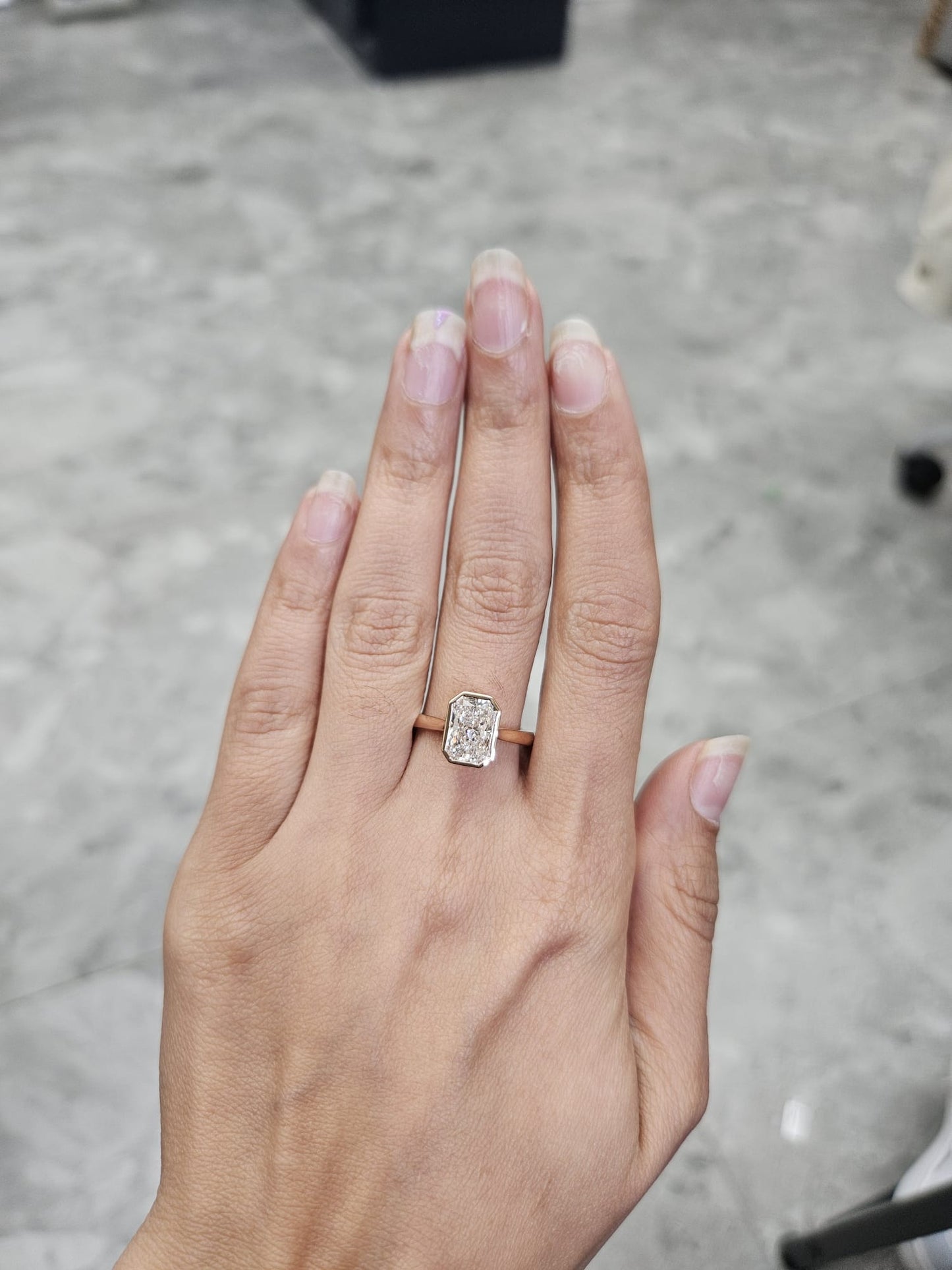 Rose Gold Radiant Cut Lab Diamond Ring