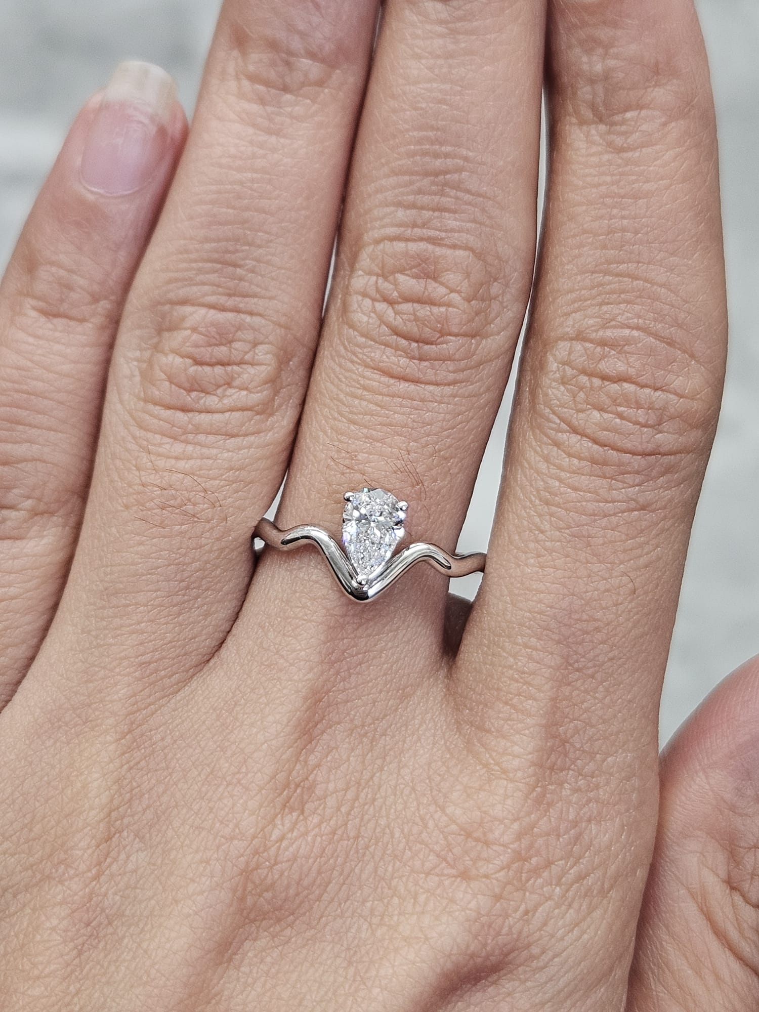 White Gold Pear Shape Lab Diamond Ring