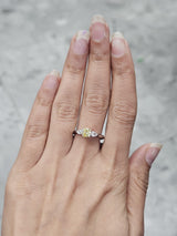 14K Gold Yellow Round & White Pear Lab Diamond Ring