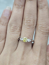 14K Gold Yellow Round & White Pear Lab Diamond Ring