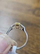 14K Gold Yellow Round & White Pear Lab Diamond Ring