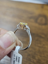 14K Gold Yellow Round & White Pear Lab Diamond Ring