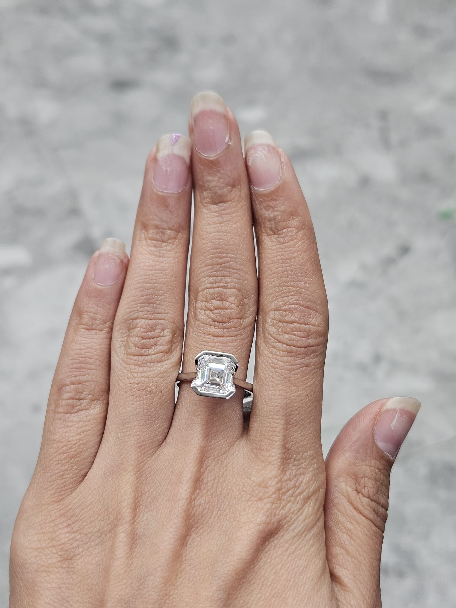 IGI White Gold Asscher Cut Lab Diamond Ring