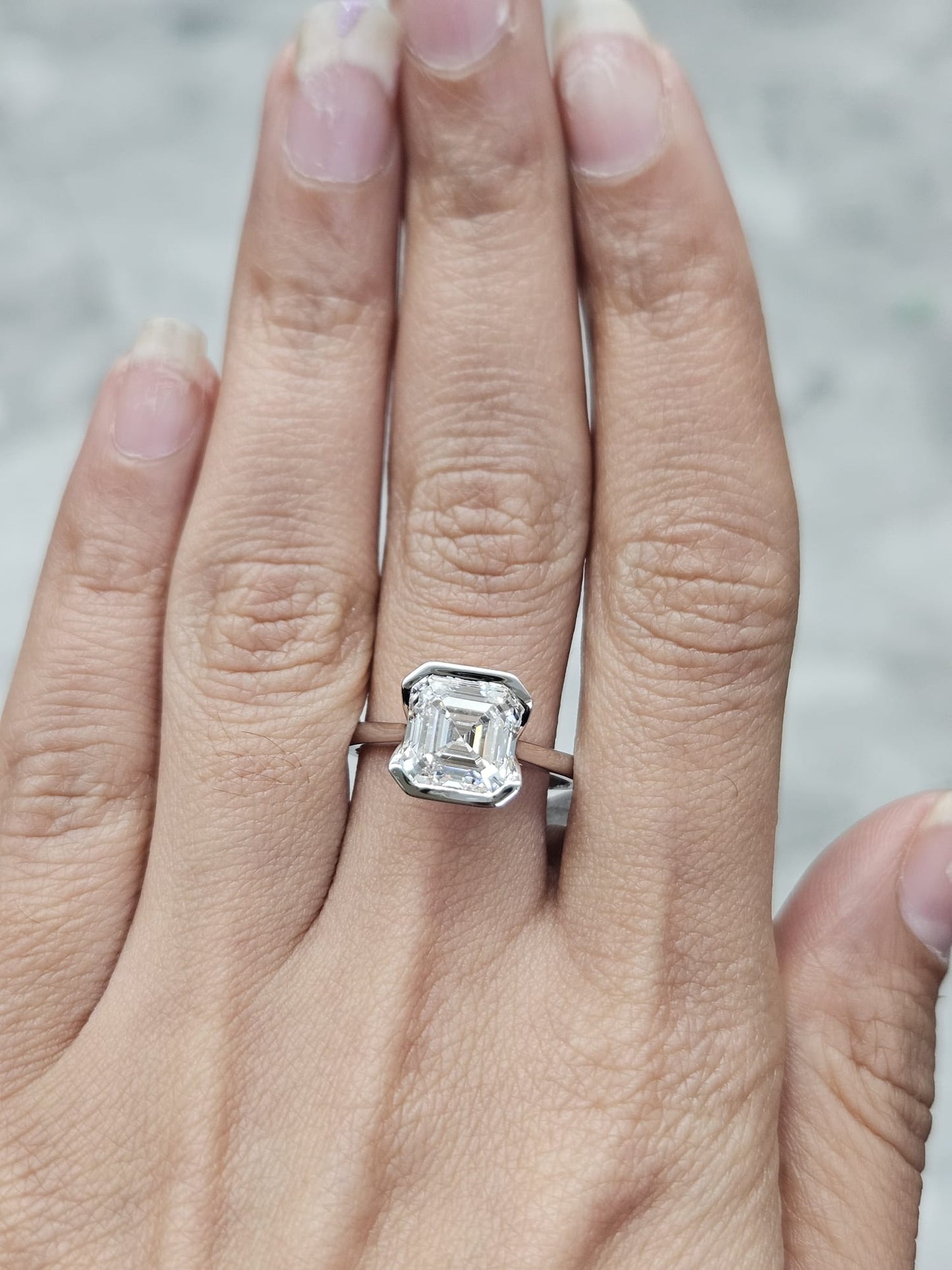 IGI White Gold Asscher Cut Lab Diamond Ring