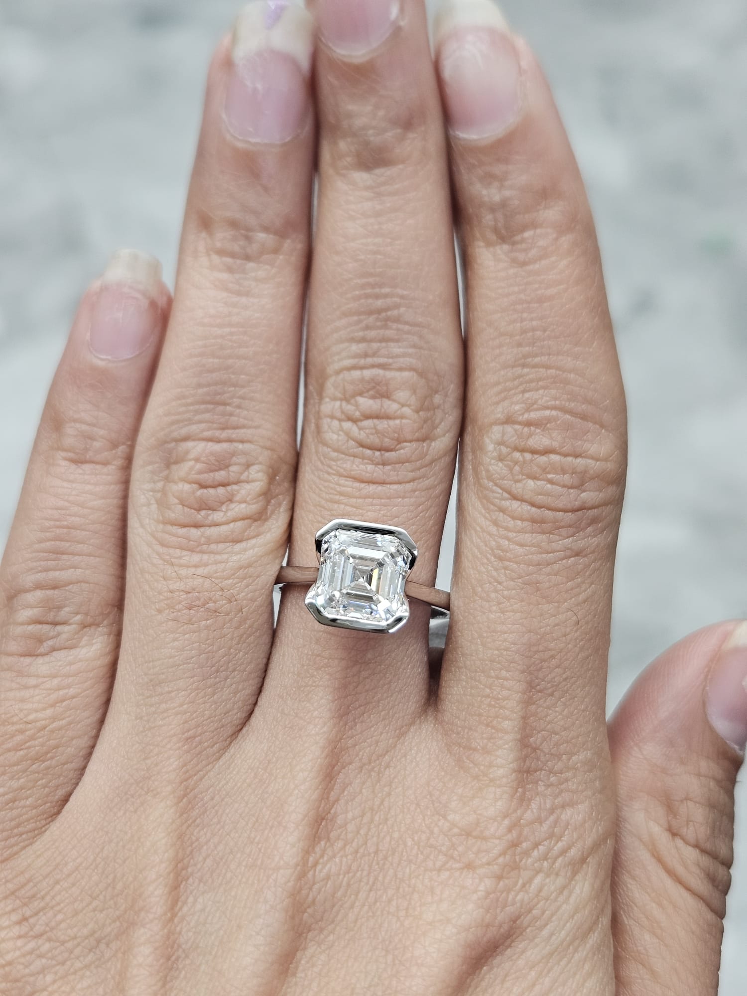 IGI White Gold Asscher Cut Lab Diamond Ring
