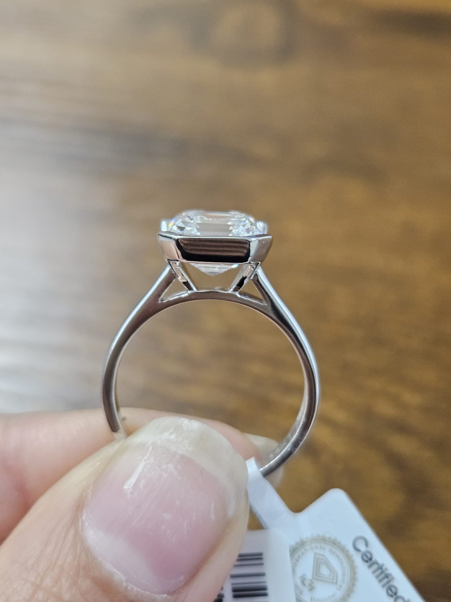 IGI White Gold Asscher Cut Lab Diamond Ring