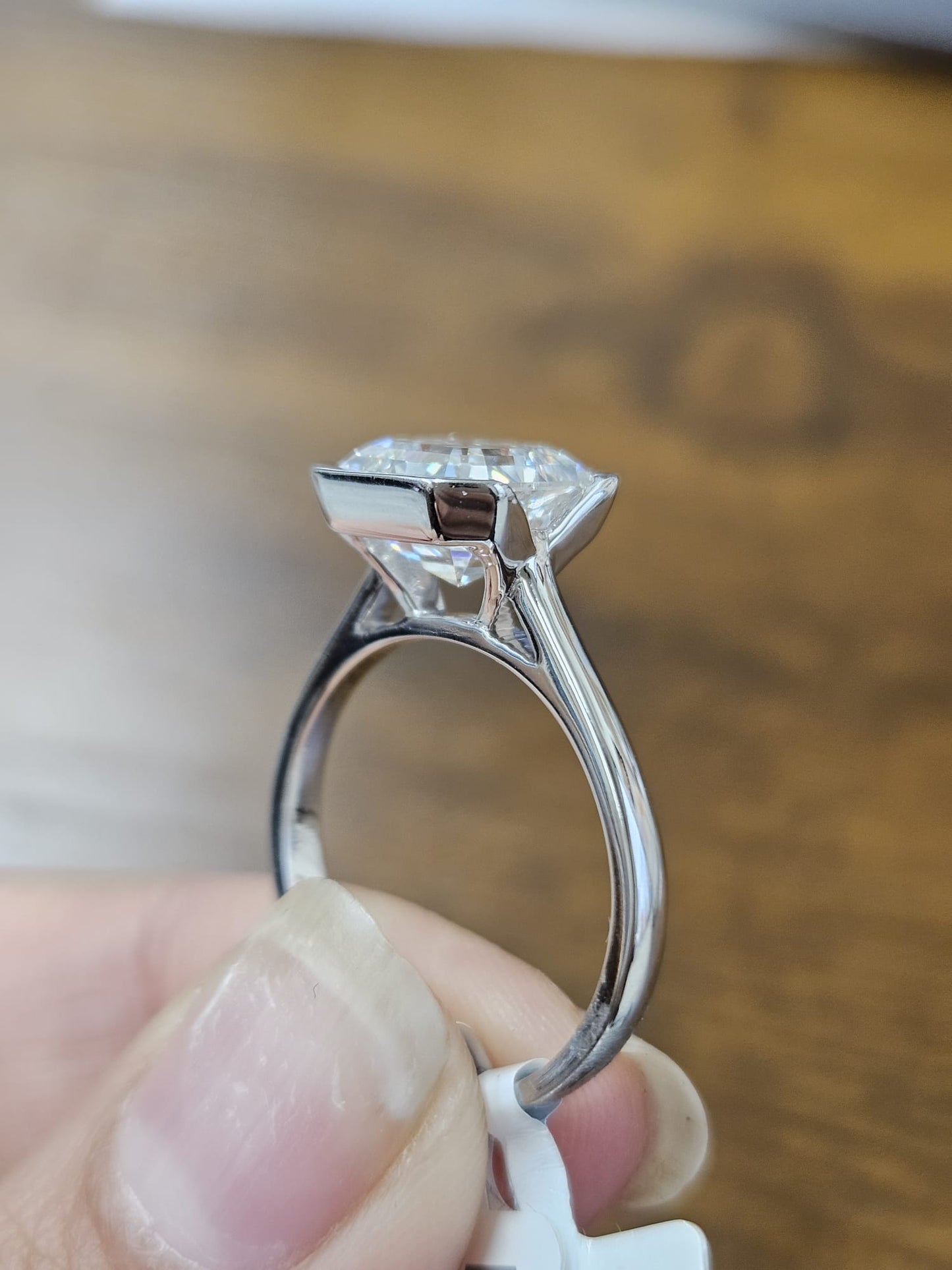 IGI White Gold Asscher Cut Lab Diamond Ring