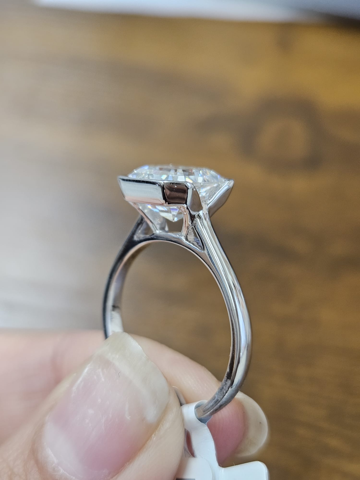 IGI White Gold Asscher Cut Lab Diamond Ring