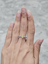 White Gold With Yellow Prongs Oval Lab Diamond Ring