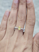White Gold With Yellow Prongs Oval Lab Diamond Ring