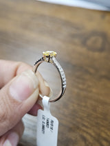 White Gold With Yellow Prongs Oval Lab Diamond Ring