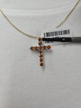 White Gold Cross with Orange Round Lab Diamond Pendant