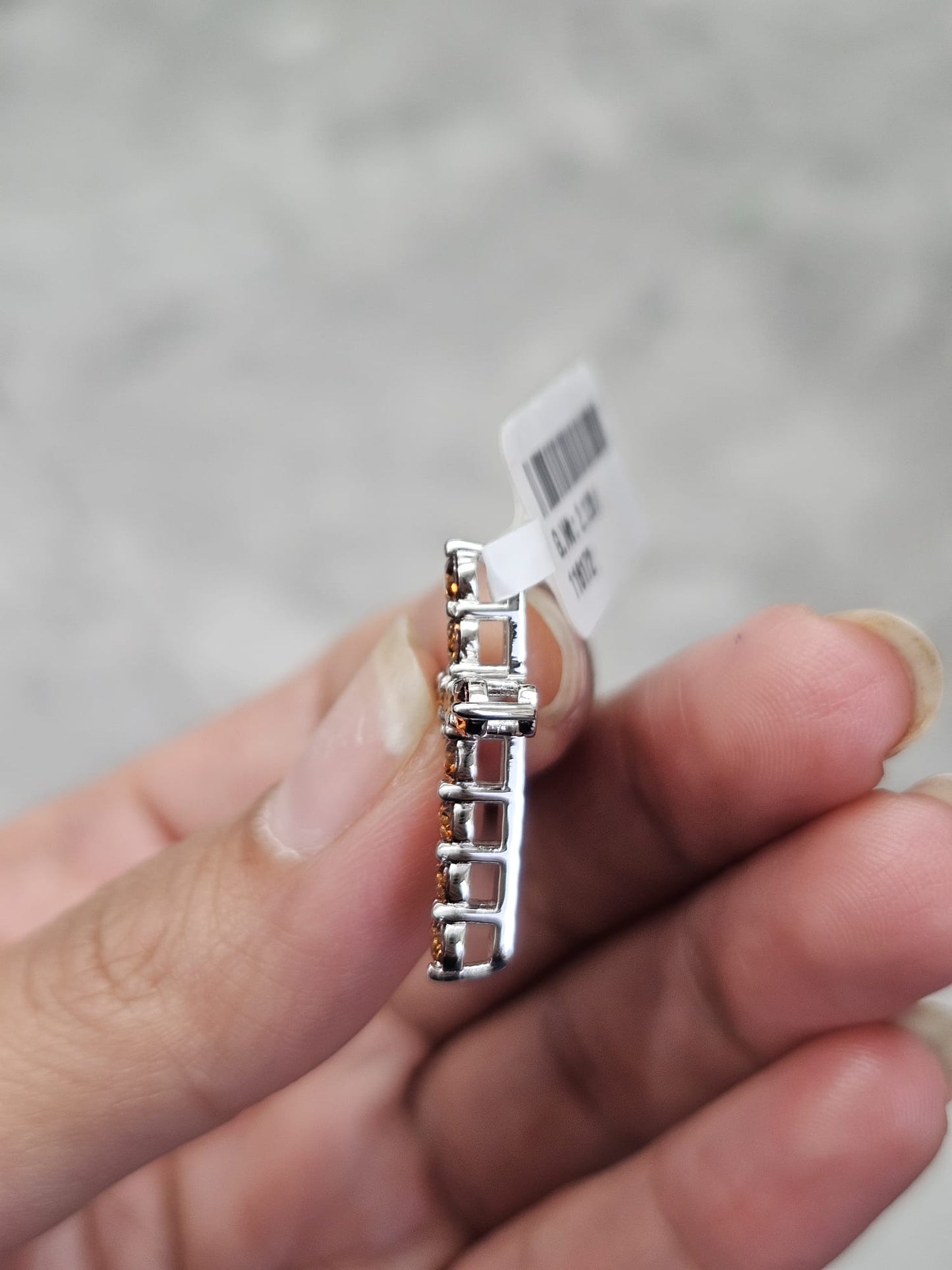 White Gold Cross with Orange Round Lab Diamond Pendant