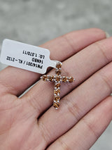 White Gold Cross with Orange Round Lab Diamond Pendant