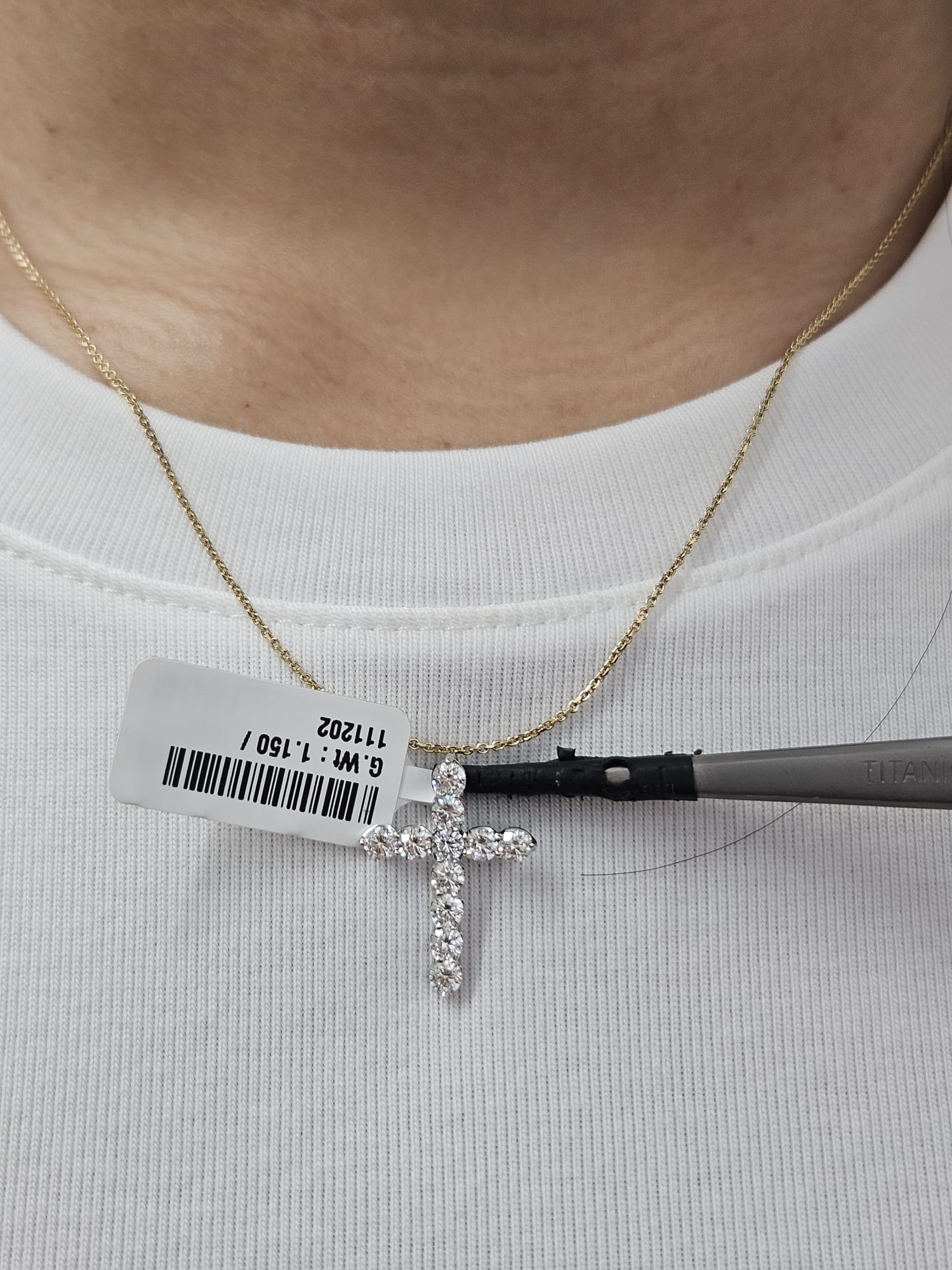 White Gold Cross Lab Diamond Pendant