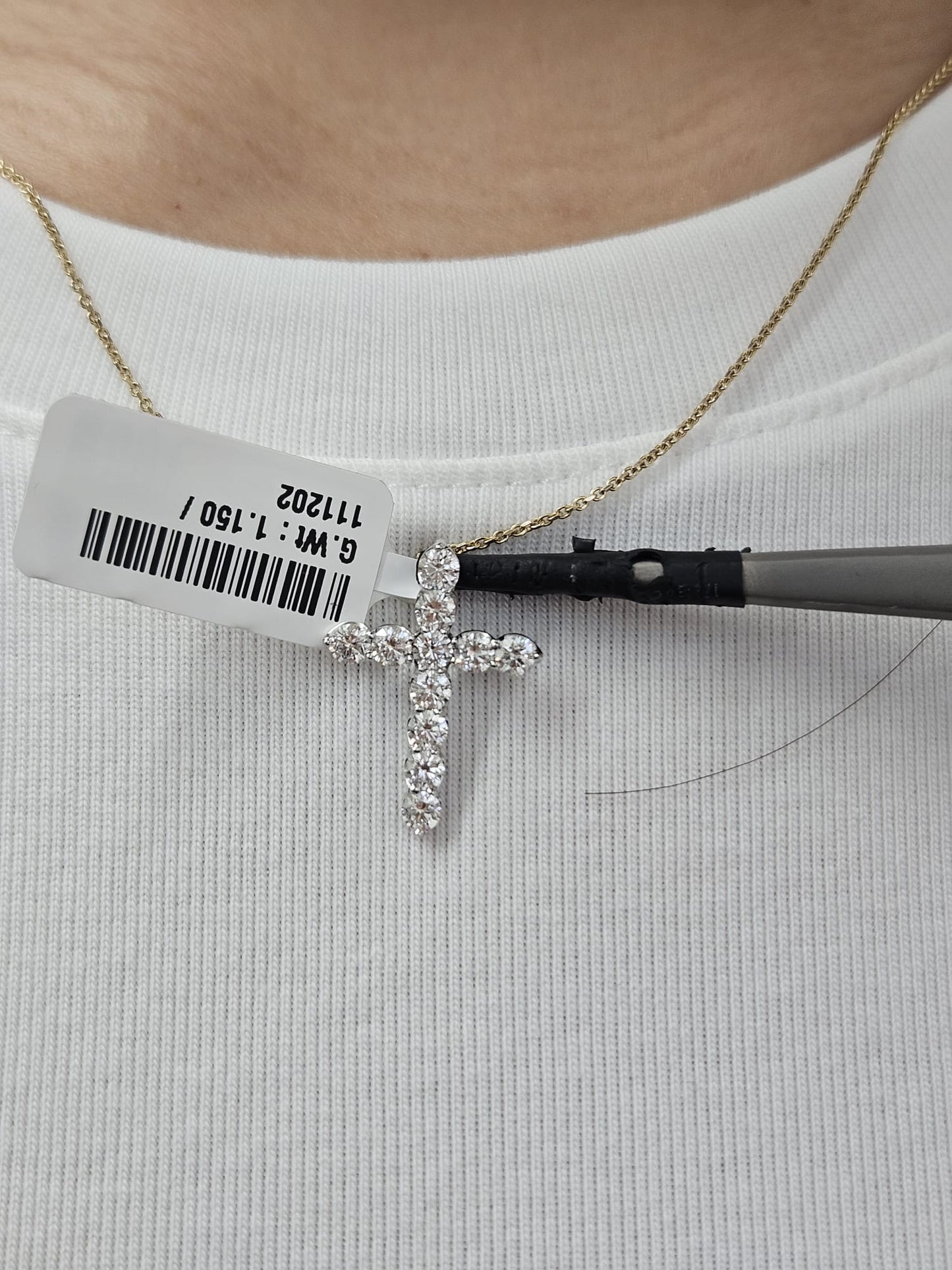 White Gold Cross Lab Diamond Pendant