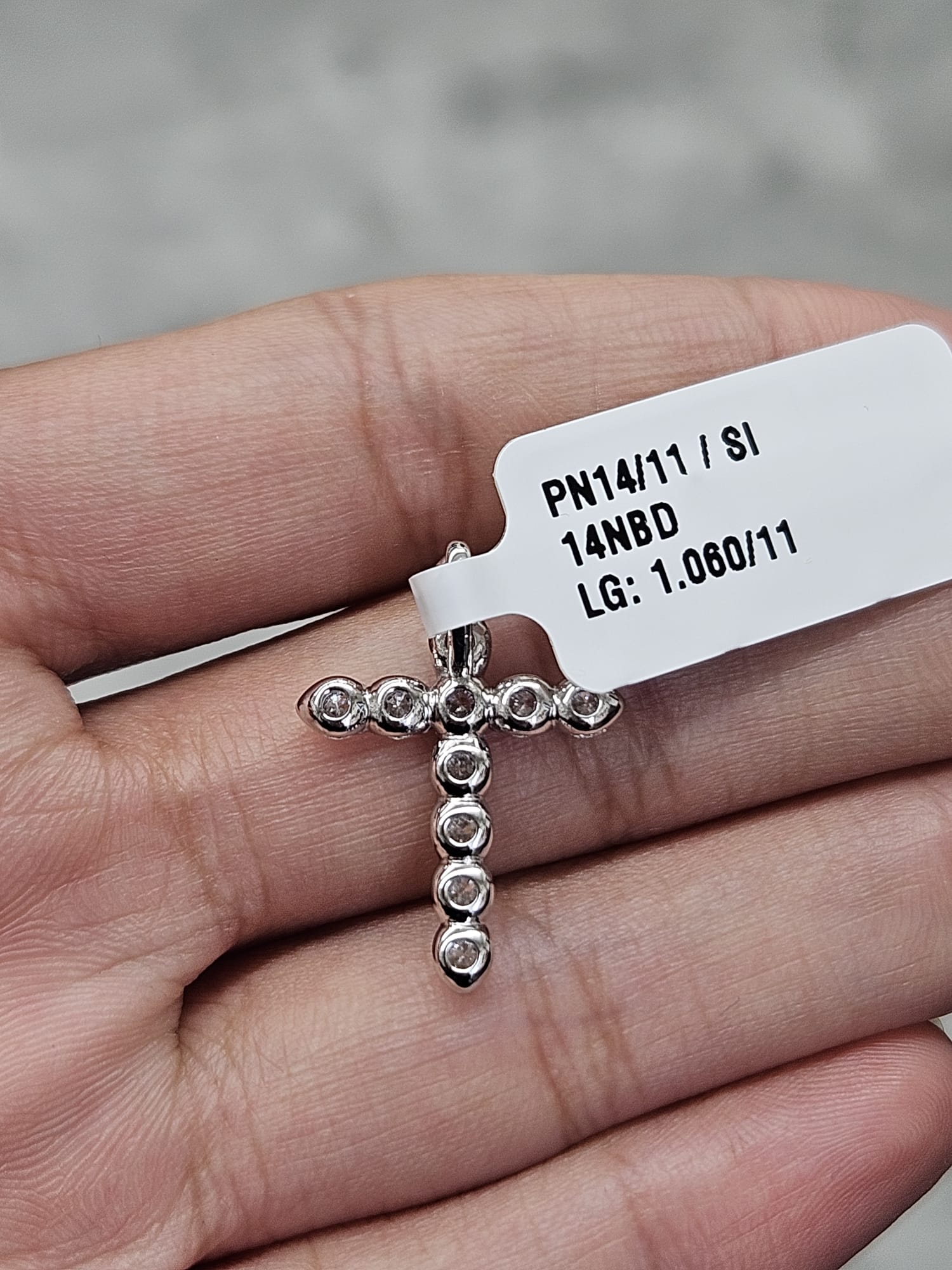White Gold Cross Lab Diamond Pendant