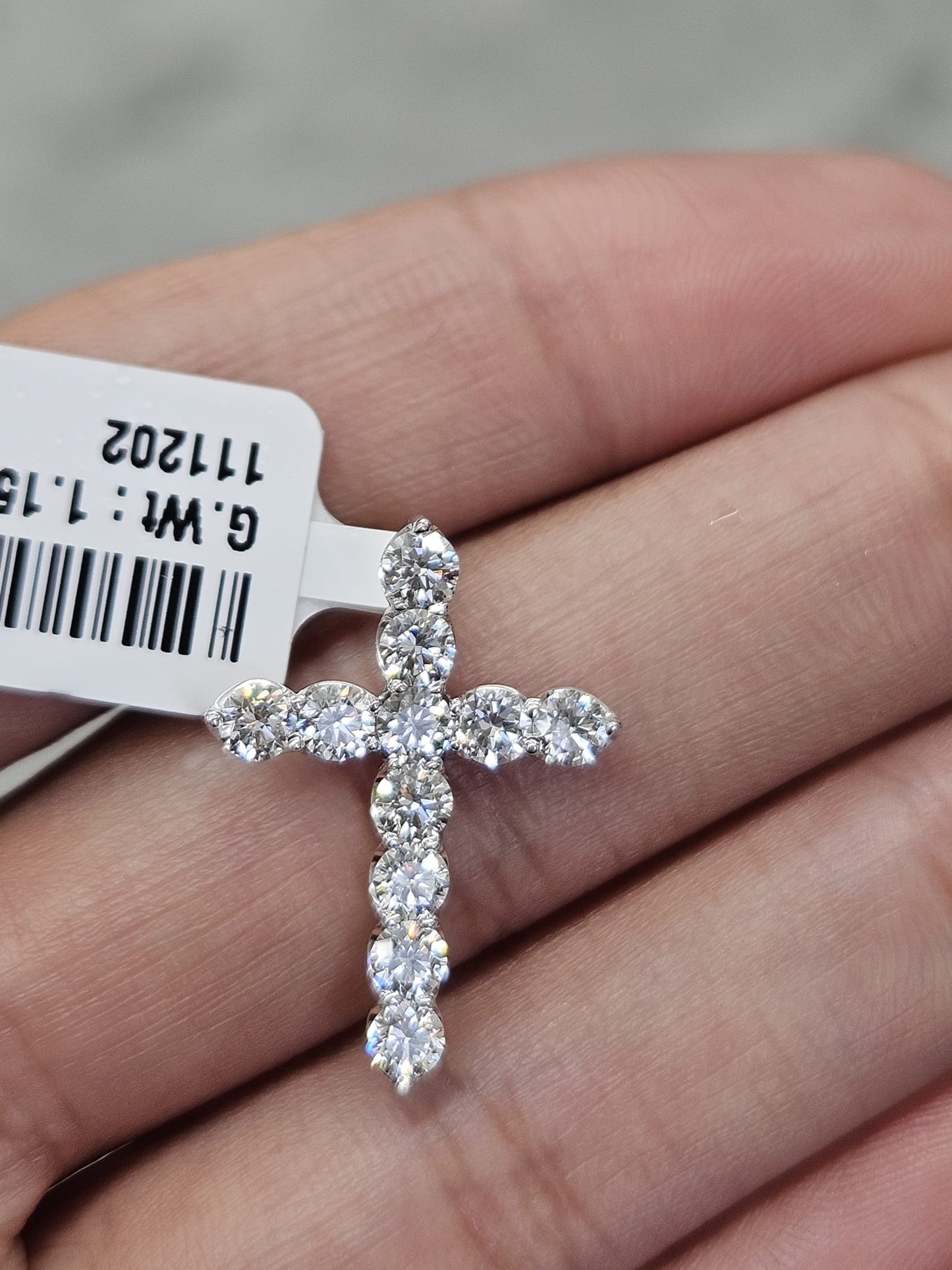 White Gold Cross Lab Diamond Pendant