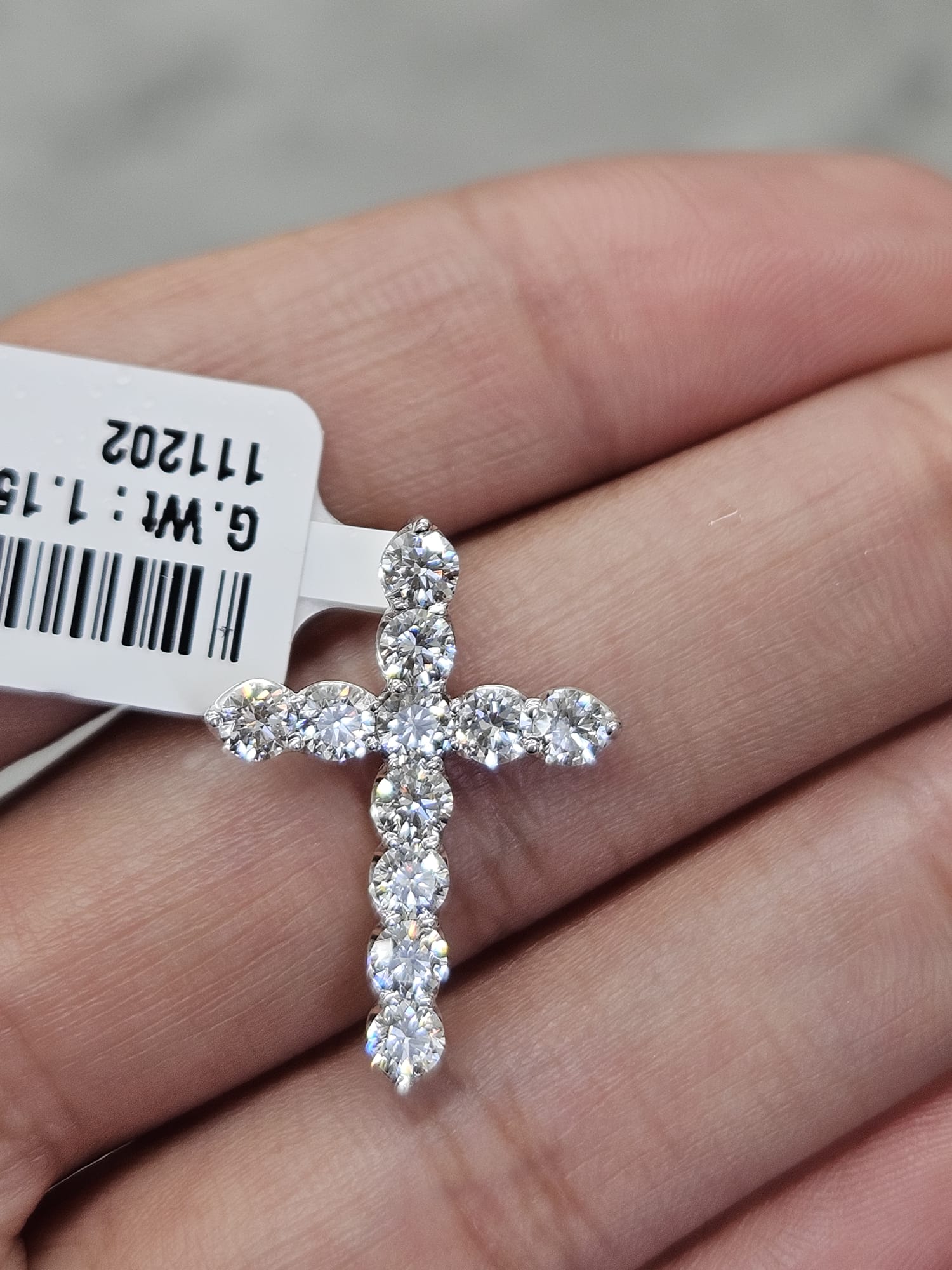 White Gold Cross Lab Diamond Pendant