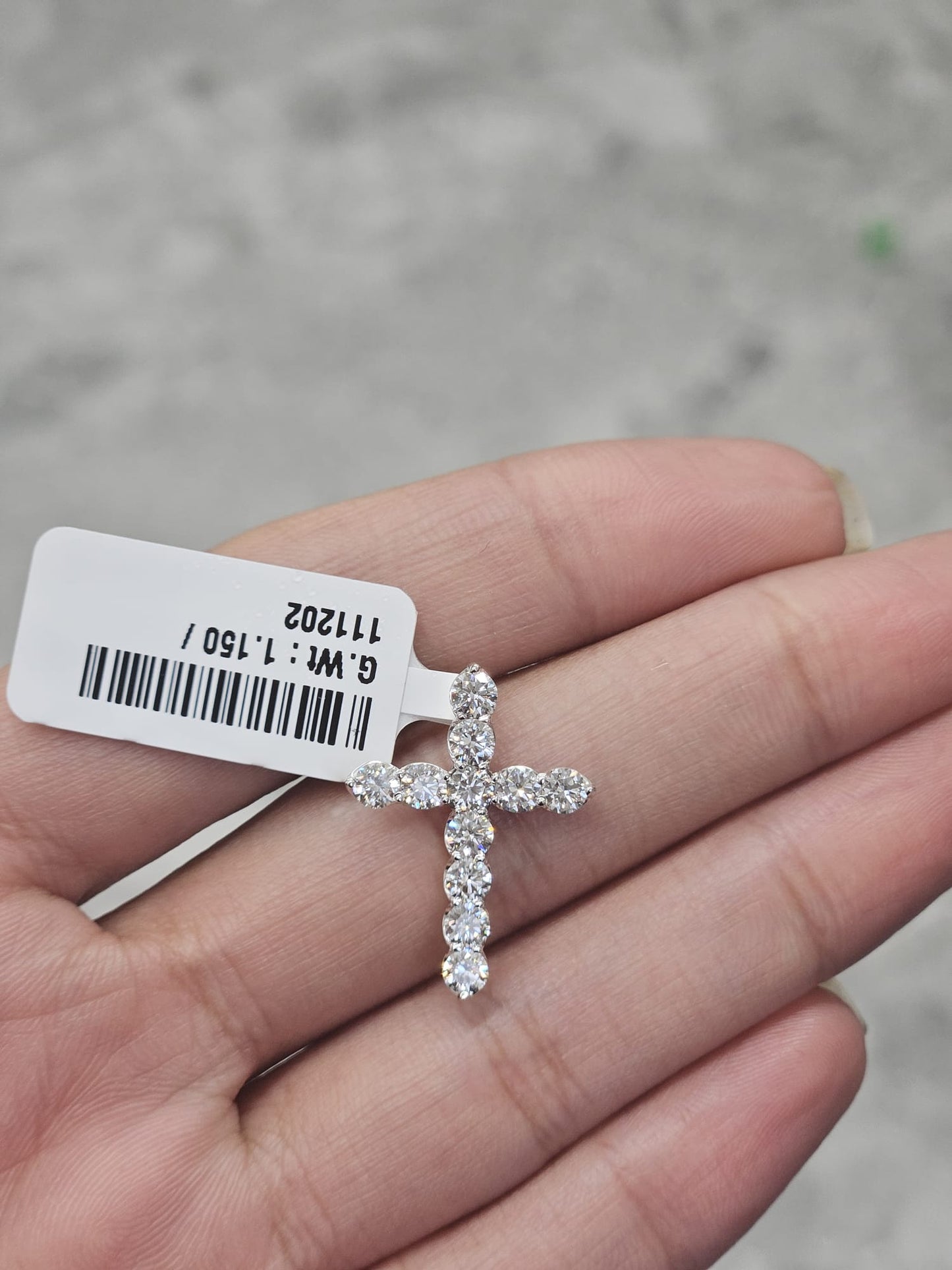White Gold Cross Lab Diamond Pendant