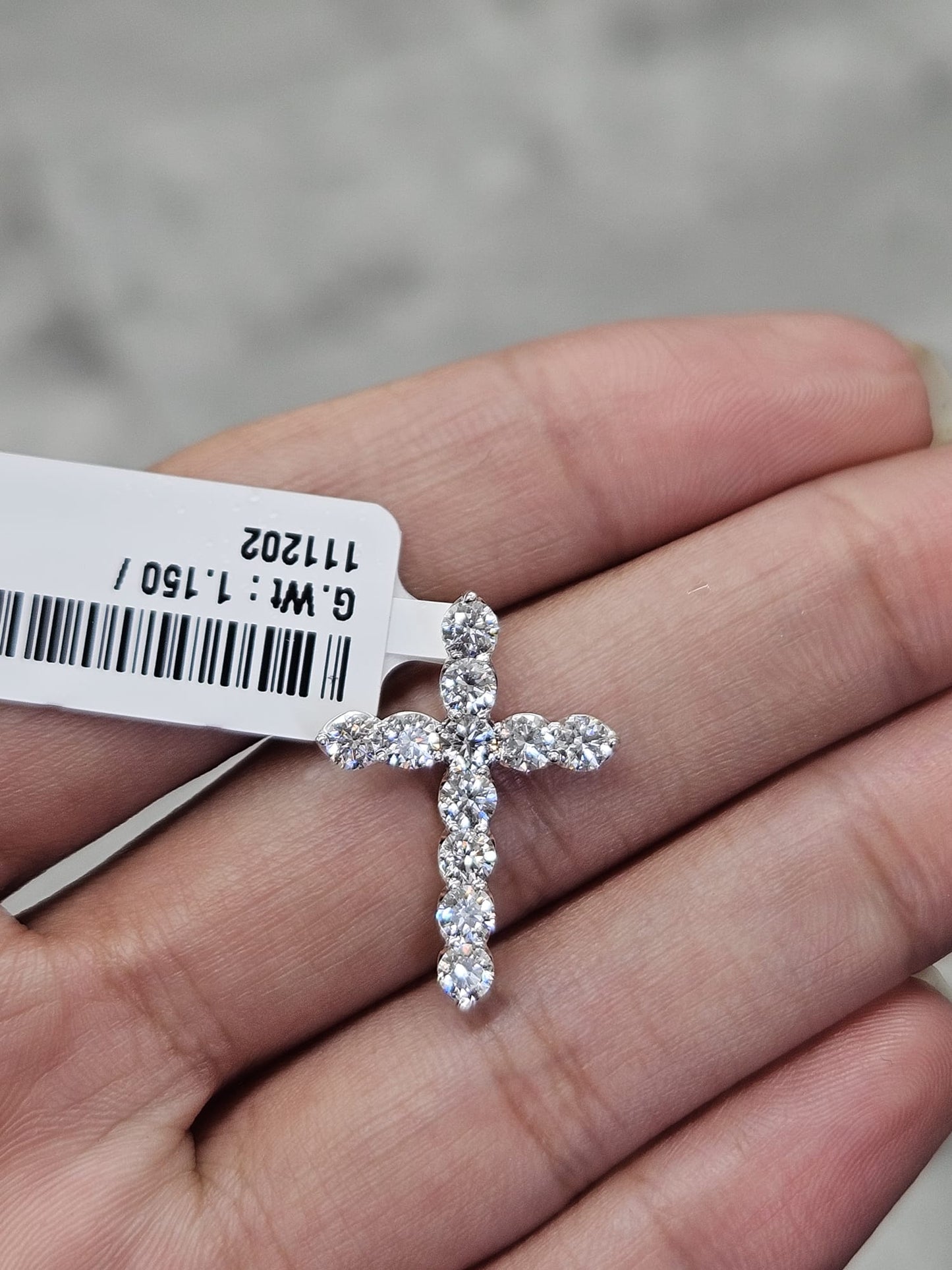 White Gold Cross Lab Diamond Pendant