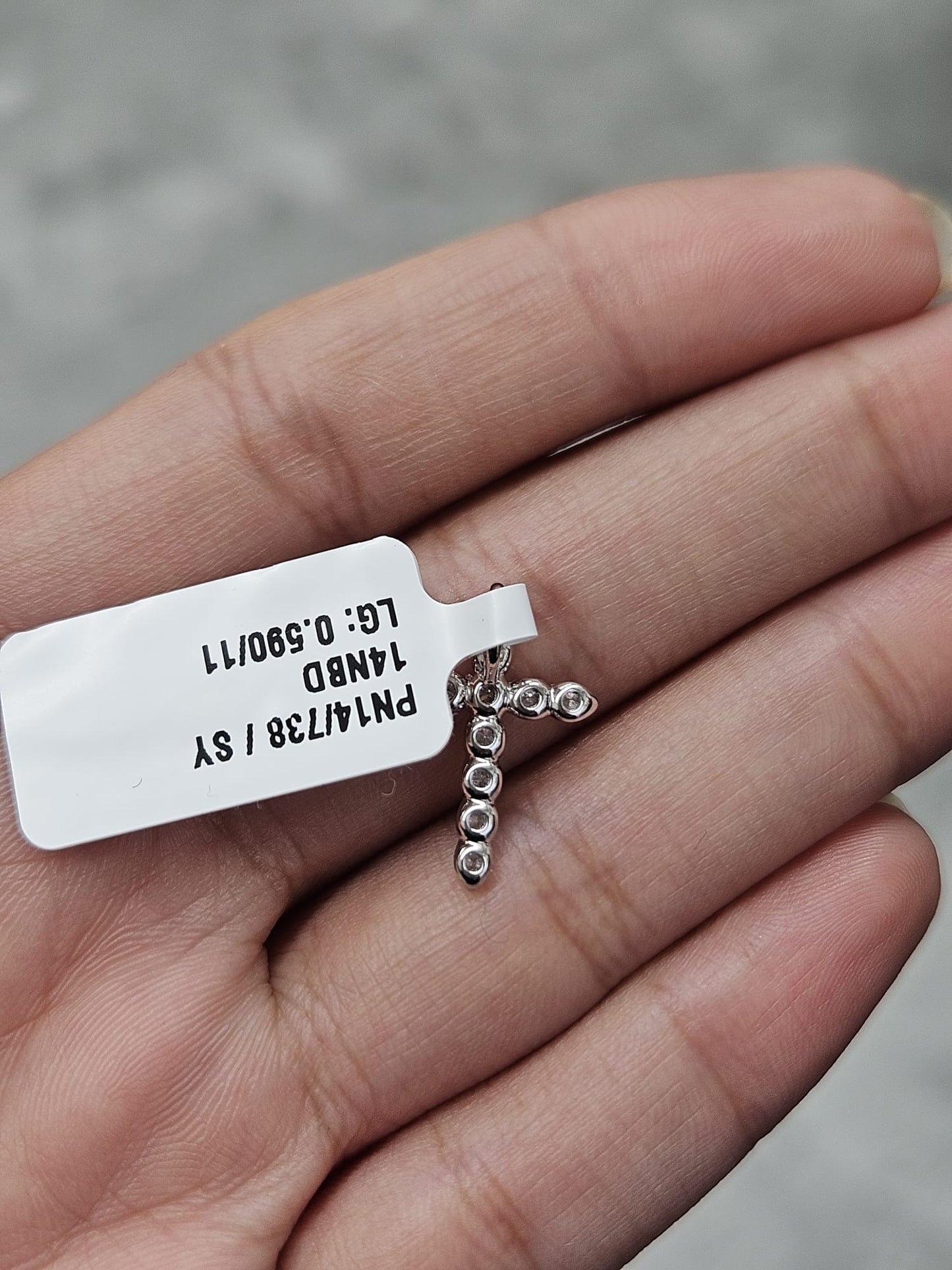 White Gold Cross Lab Diamond Pendant